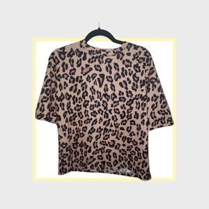 Women's Oversized Cheetah Shirt Blouse Size 6